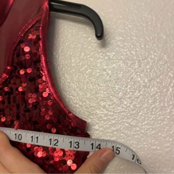 WEISSMAN Dance Costume shift burgundy Sleeveless Ultra Sparkle Dress D13860 LC - Picture 6 of 11